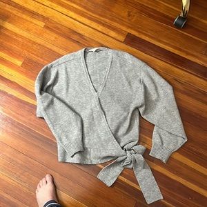 Grey wrap sweater